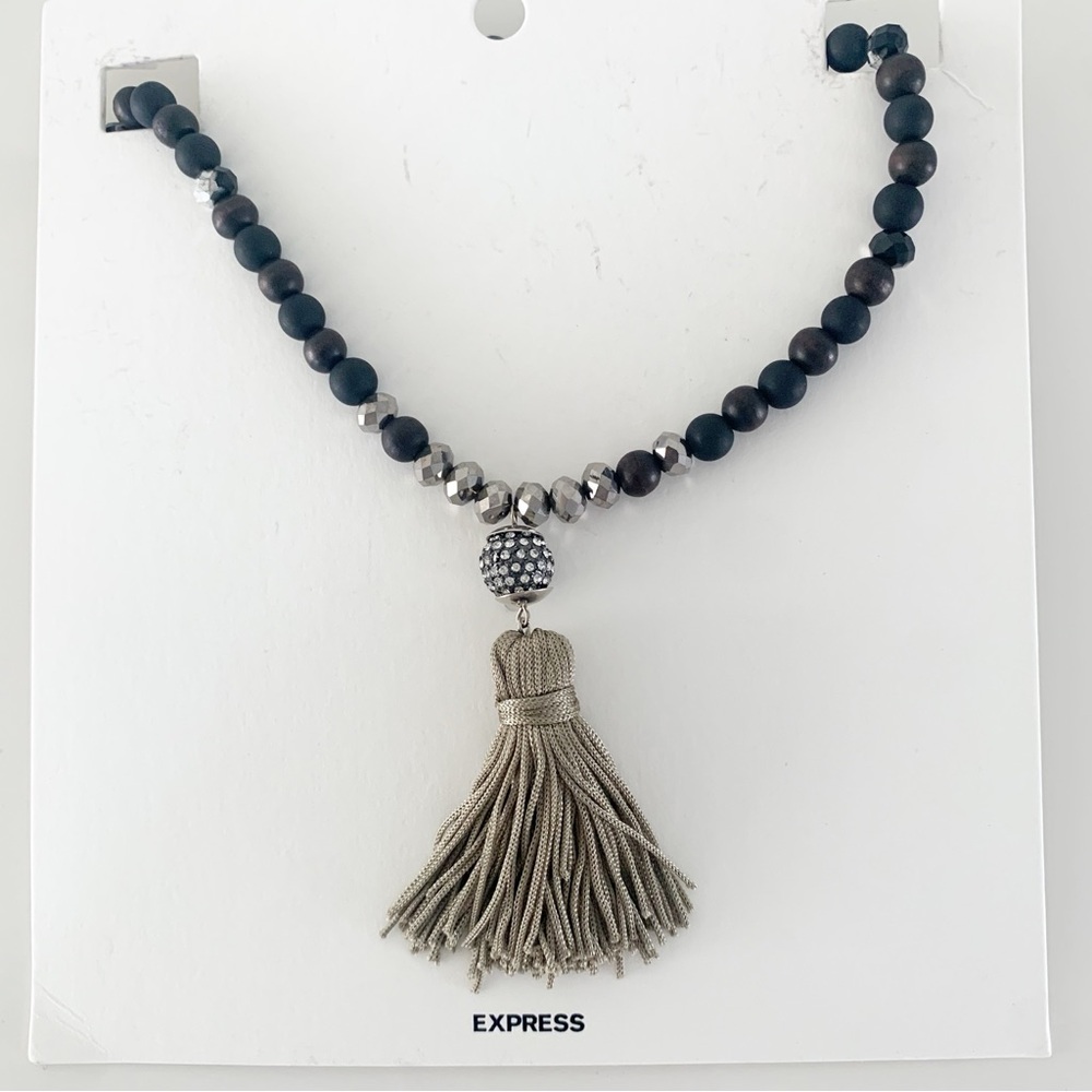 Express 34 Inch Bead & Metal Tassel Necklace